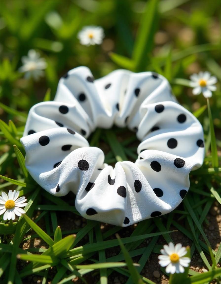 tissu pour chouchou en mousseline imprimé a pois