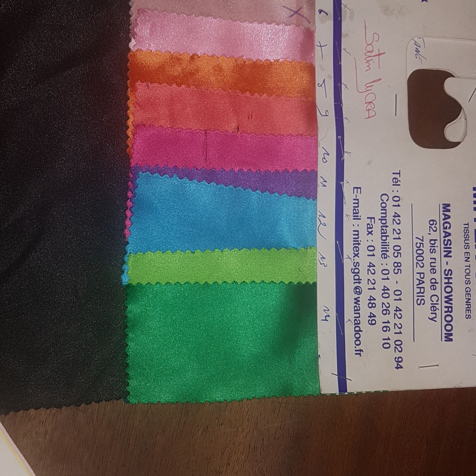 vente de tissus au mètre satin lycra
