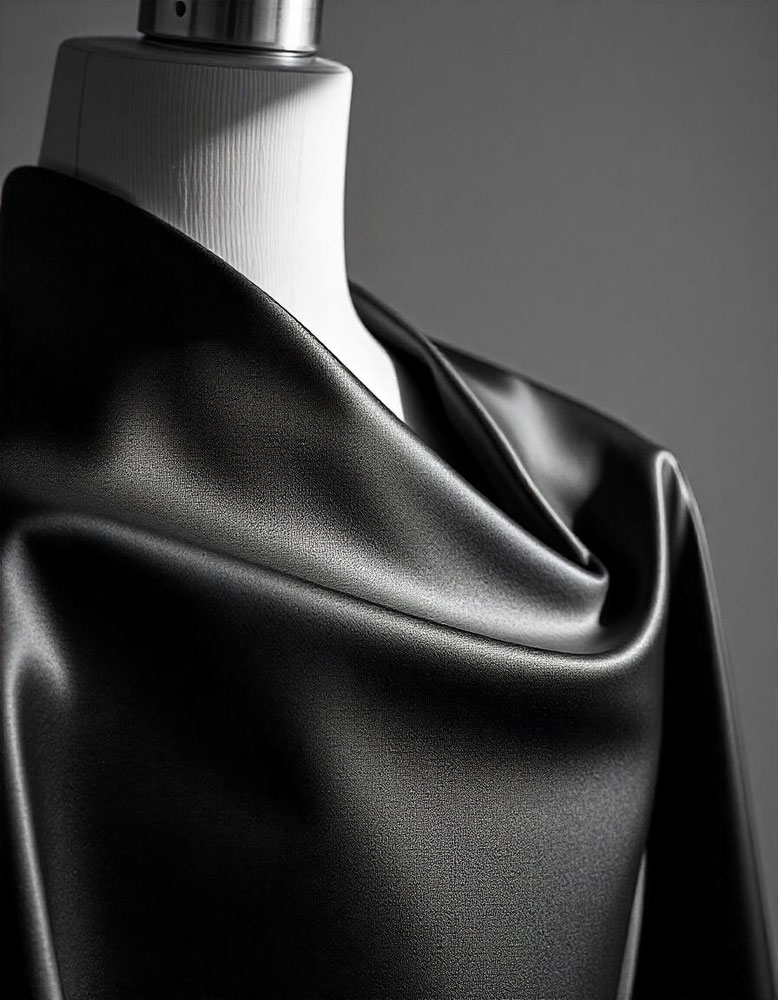 tissu satin lycra noir